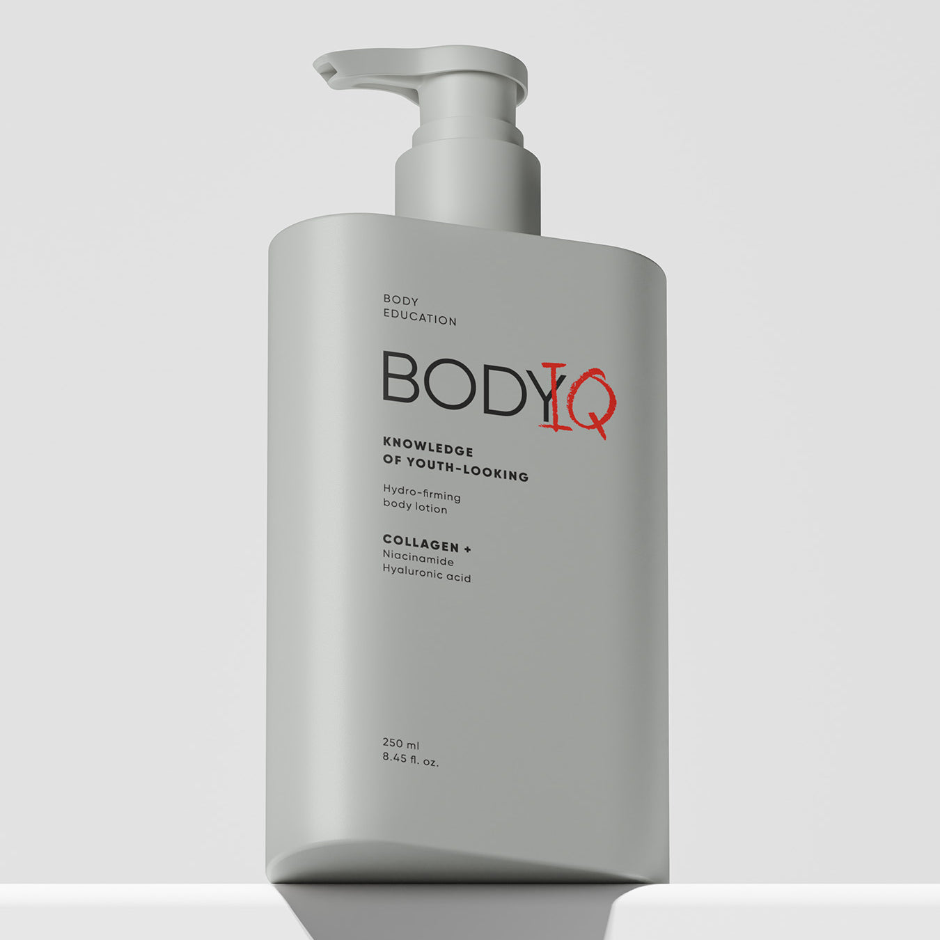 BODIQ skincare bottle on a light gray background