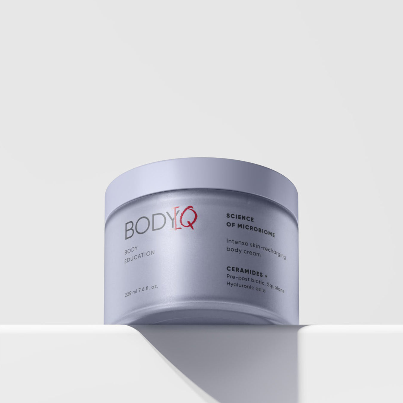 BODIQ Science of microbiome jar of cream on a white background